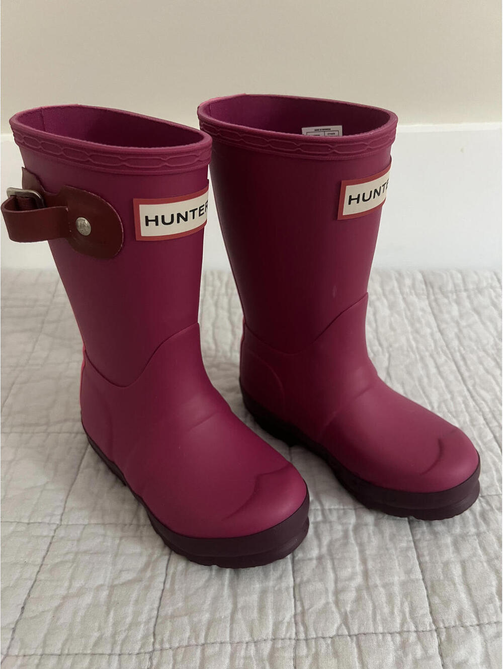 Hunter Big Kids Two Tone Original Rain Boots, Mauve/Purple/Pink - Picture 3 of 8